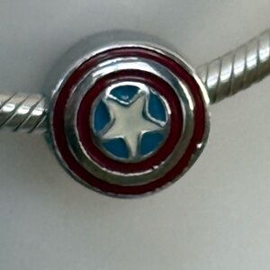 Stainless steel Capt America Silver and Red enamel Star charm